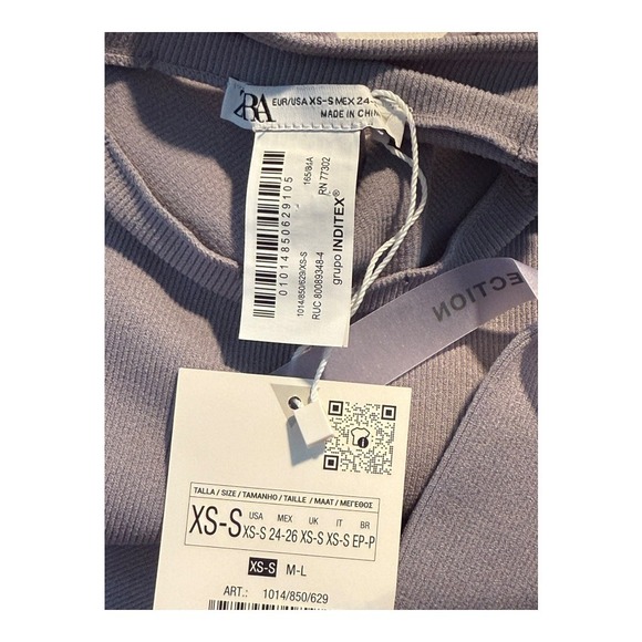 Zara Ribbed Bodysuit Mock Neck Long Sleeve‎ Lavender Purple XS Small NWT - Picture 3 of 4